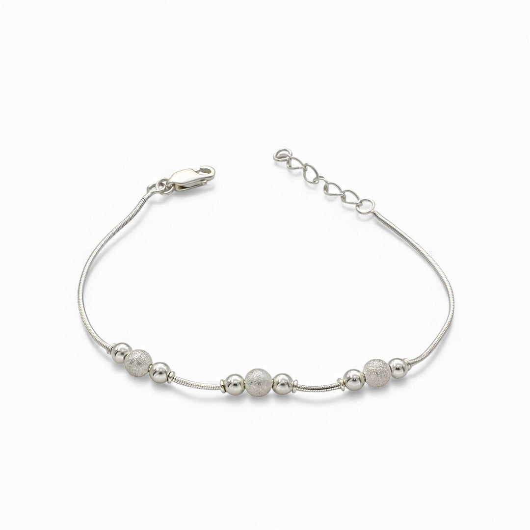 Elegant 925 Sterling Silver beads snake chain Bracelet for Girls