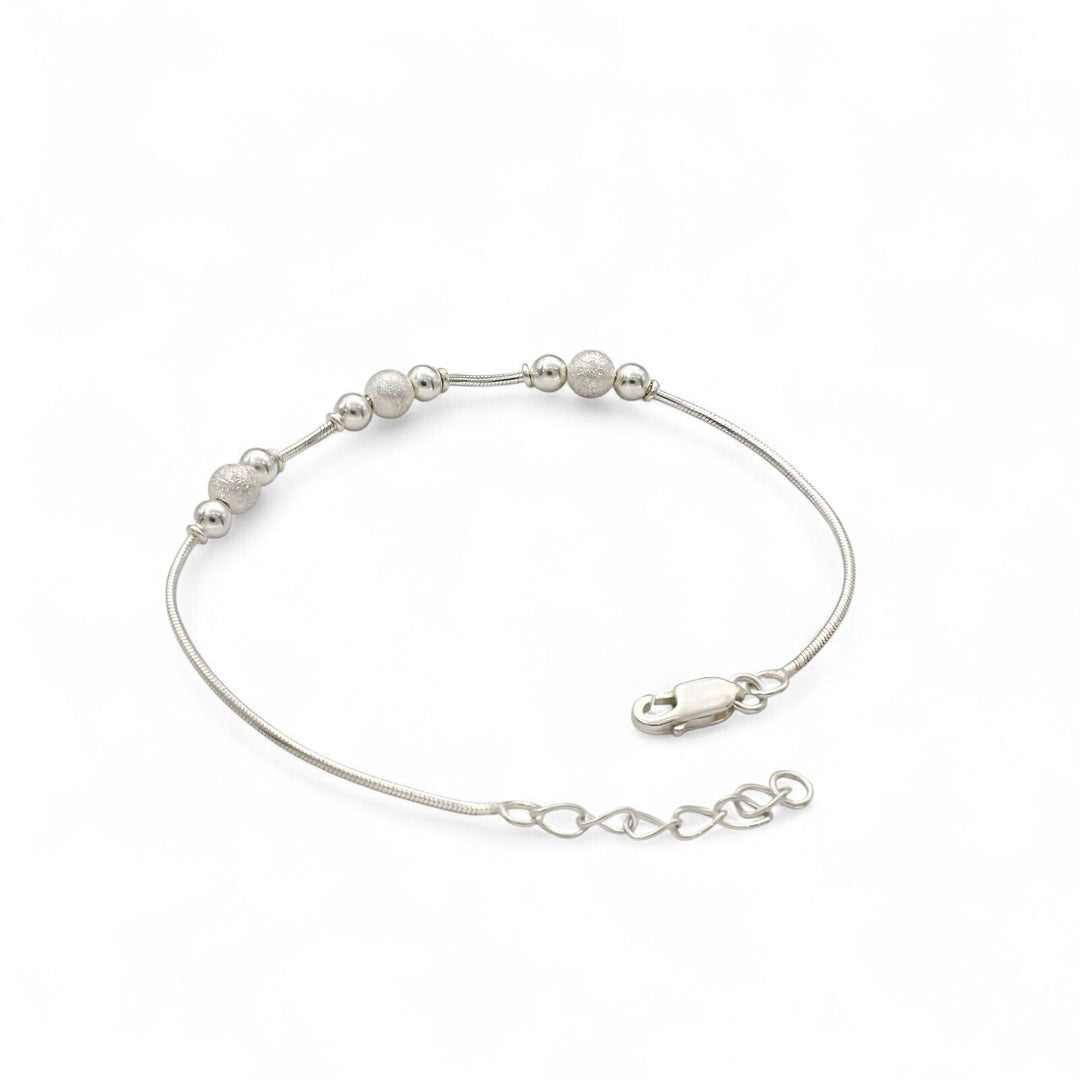 Elegant 925 Sterling Silver beads snake chain Bracelet for Girls