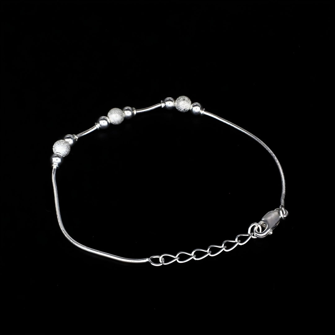 Elegant 925 Sterling Silver beads snake chain Bracelet for Girls