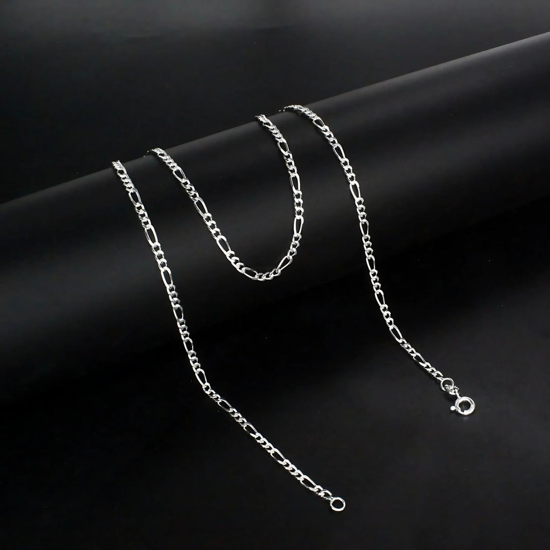 Handmade 925 Sterling Silver figaro Neck chain 18"