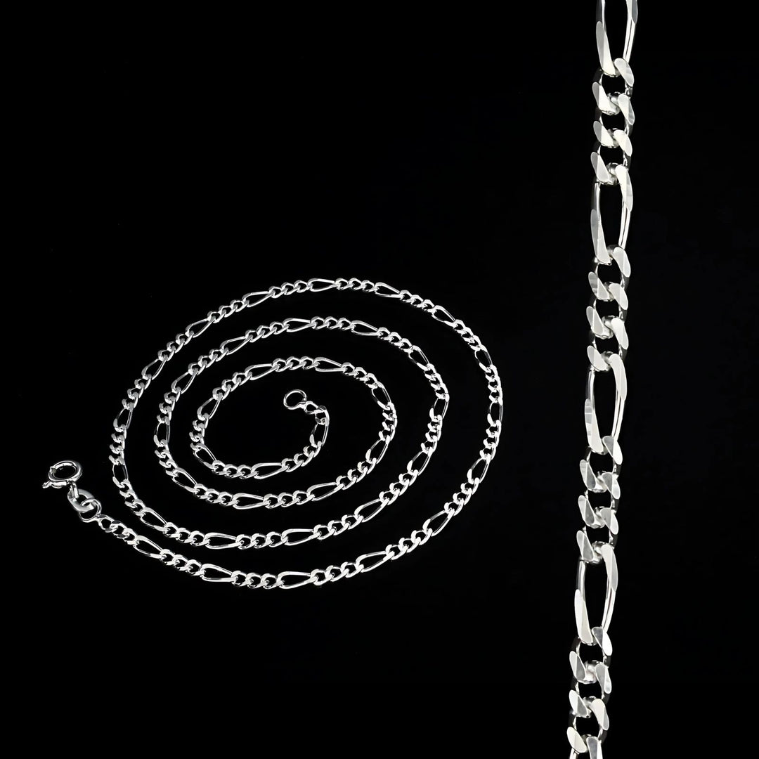 Handmade 925 Sterling Silver figaro Neck chain 18"