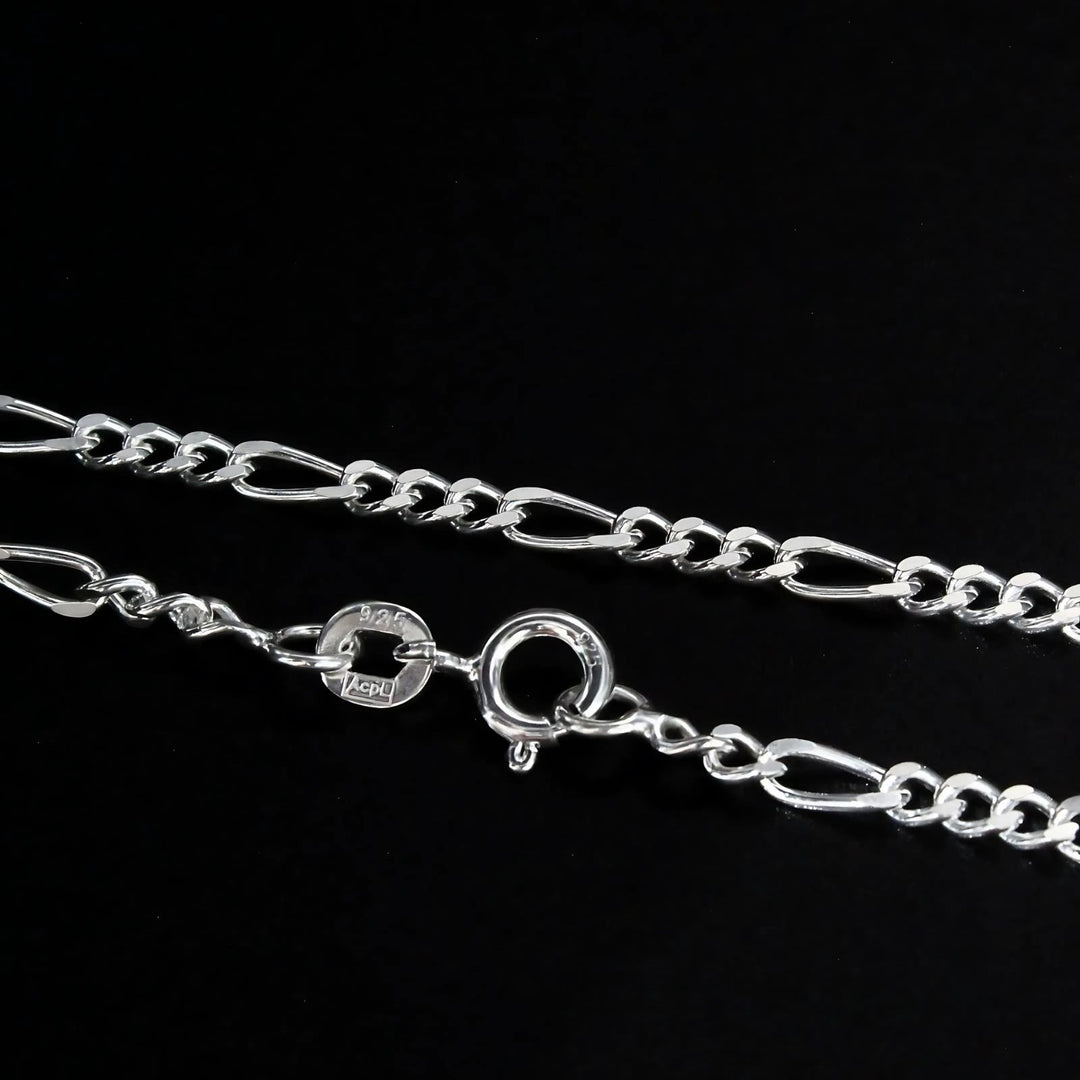 Handmade 925 Sterling Silver figaro Neck chain 18"