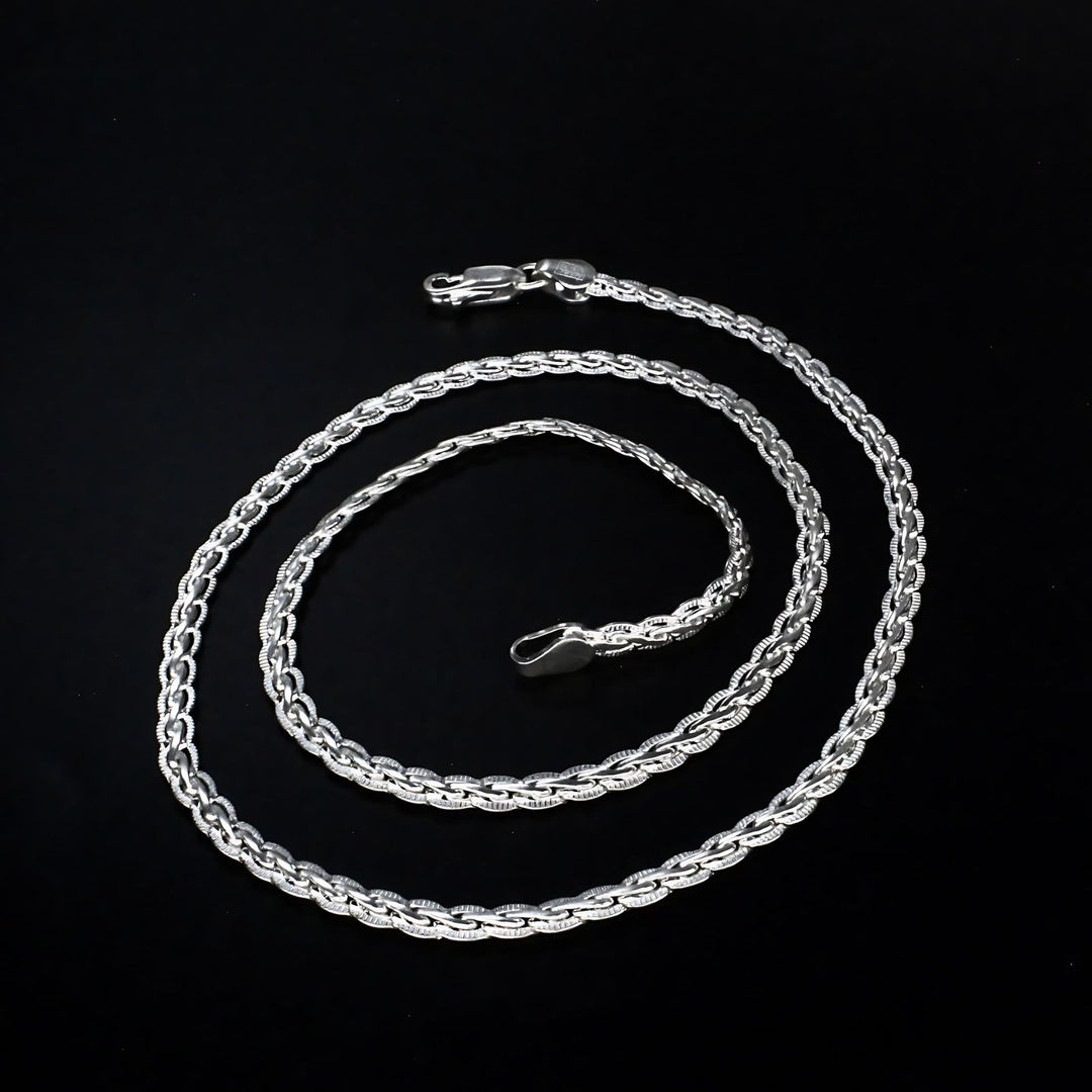 Real Silver unique trendy rope design Neck chain 22"