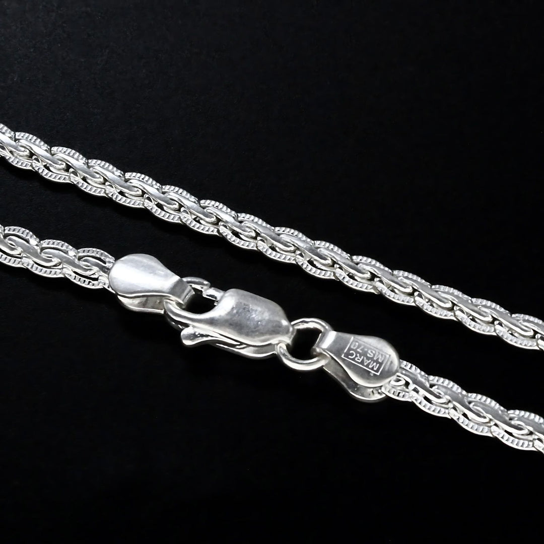 Real Silver unique trendy rope design Neck chain 22"