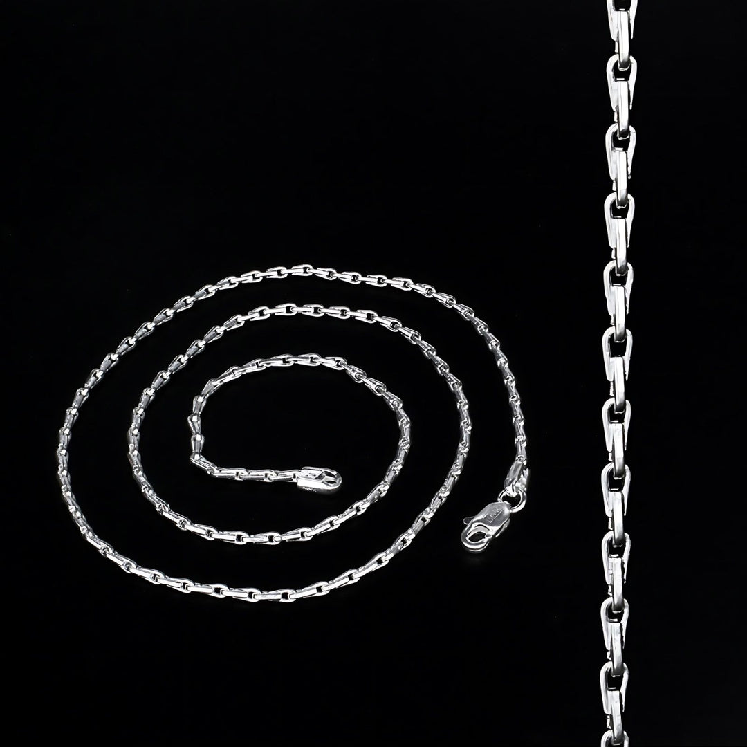 Real Silver trendy rice design Neck chain 22"