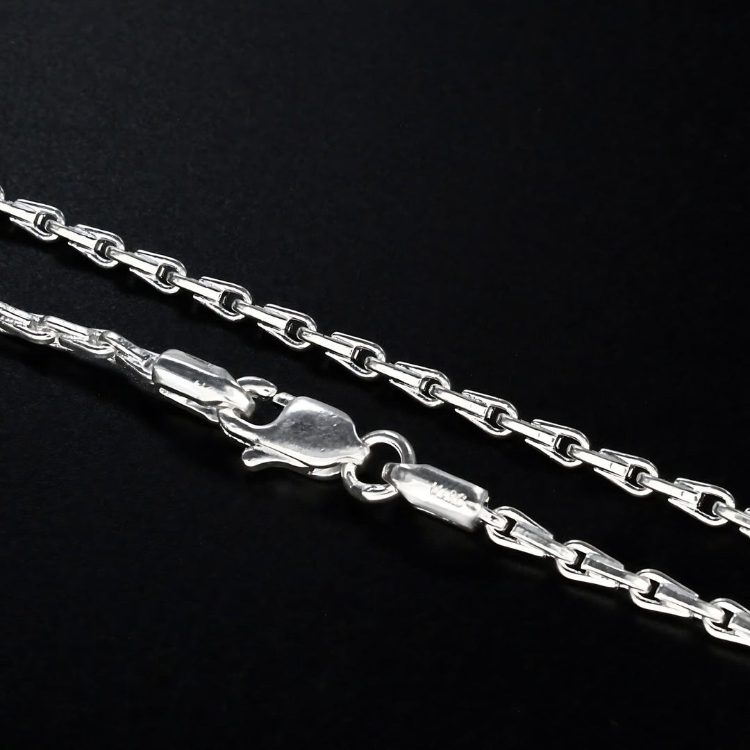 Real Silver trendy rice design Neck chain 22"