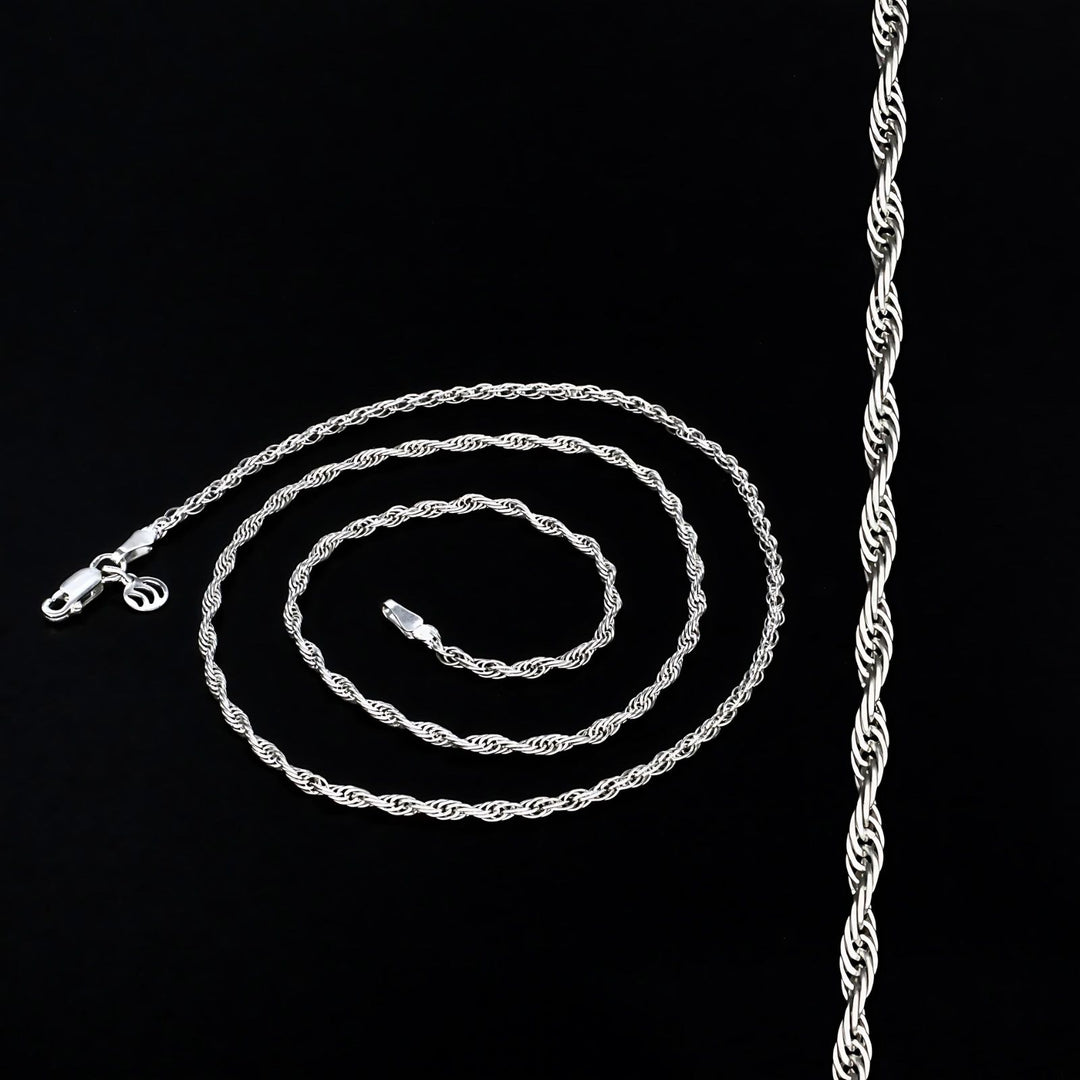 925 Real Sterling Silver Excellent rope design Neck chain 18"