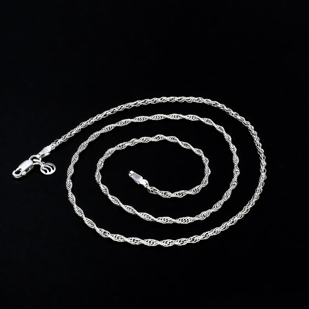 925 Real Sterling Silver Excellent rope design Neck chain 18"
