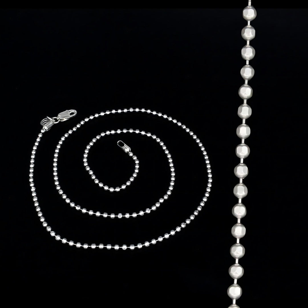 925 Real Sterling Silver beaded Neck chain 18"