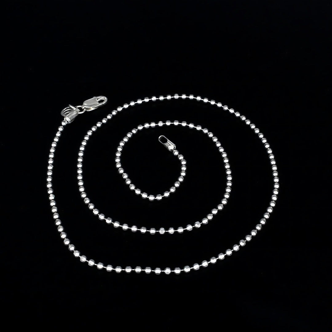 925 Real Sterling Silver beaded Neck chain 18"