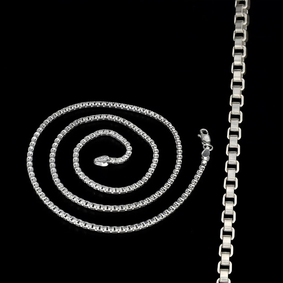 Real Silver handmade Square Venetian Box Neck chain