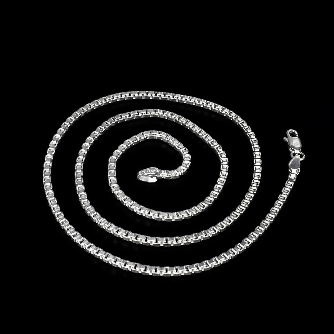 Real Silver handmade Square Venetian Box Neck chain