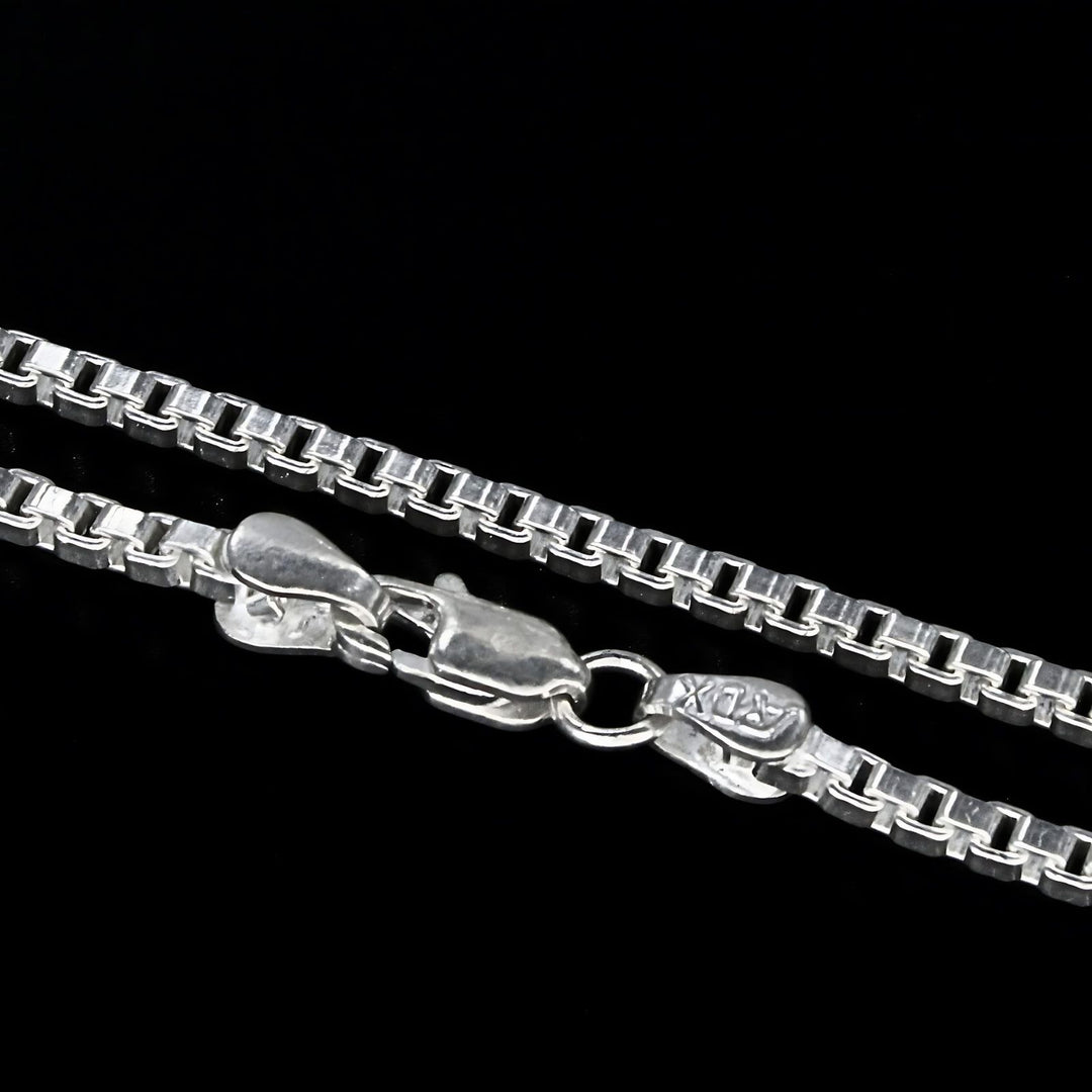 Real Silver handmade Square Venetian Box Neck chain