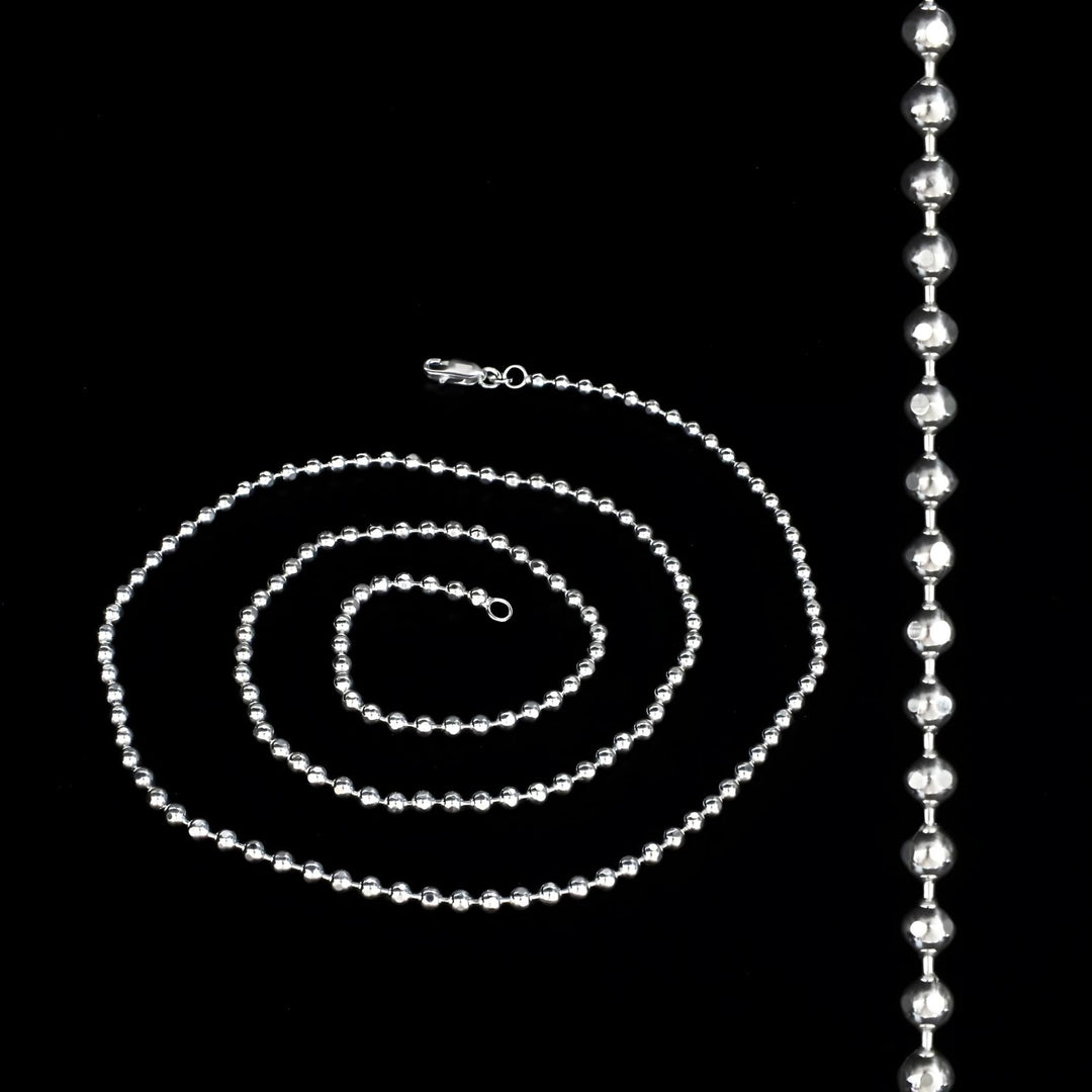 925 Sterling Silver beaded women Neck chain 24"