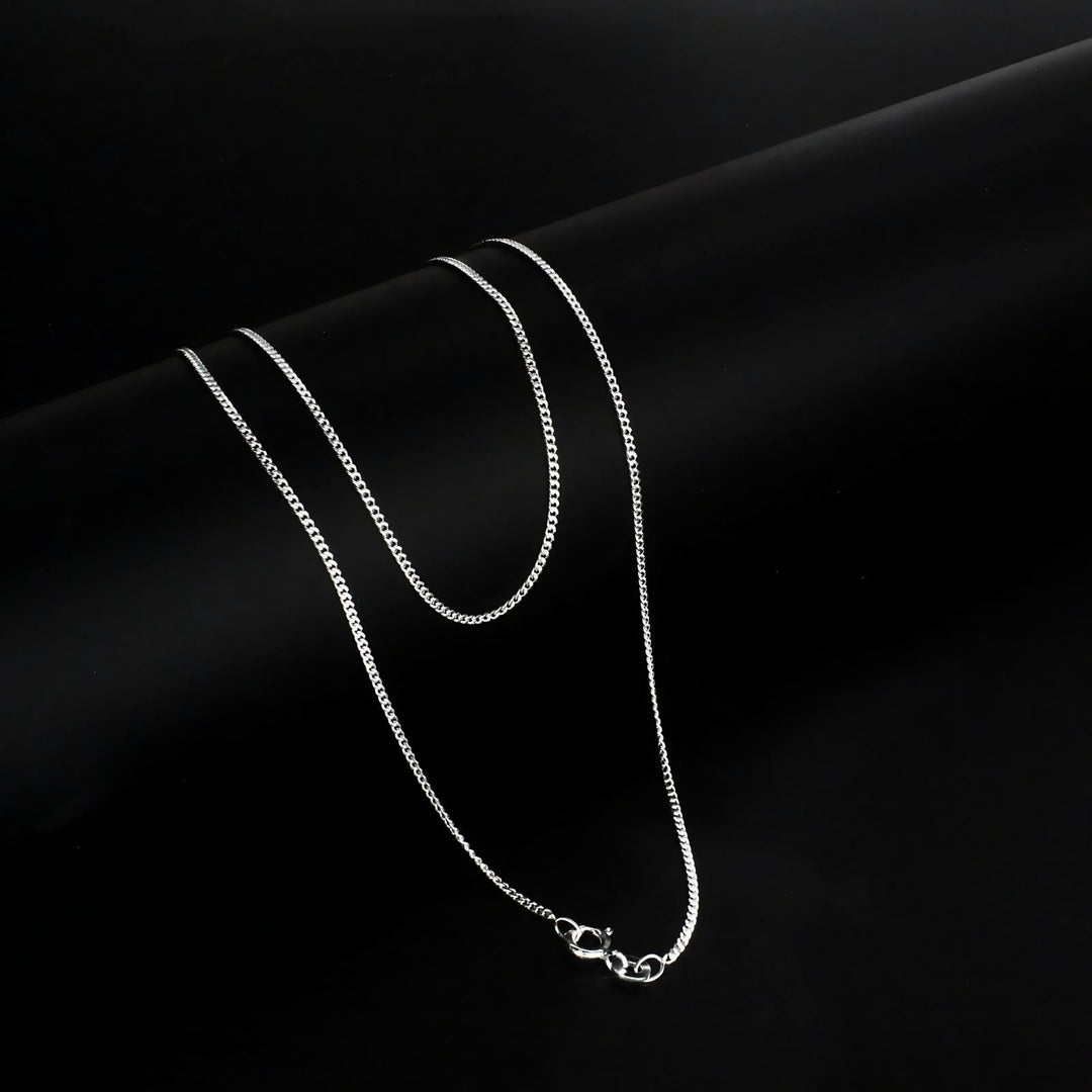 925 Sterling Silver women light weight Curb Neck chain 18"