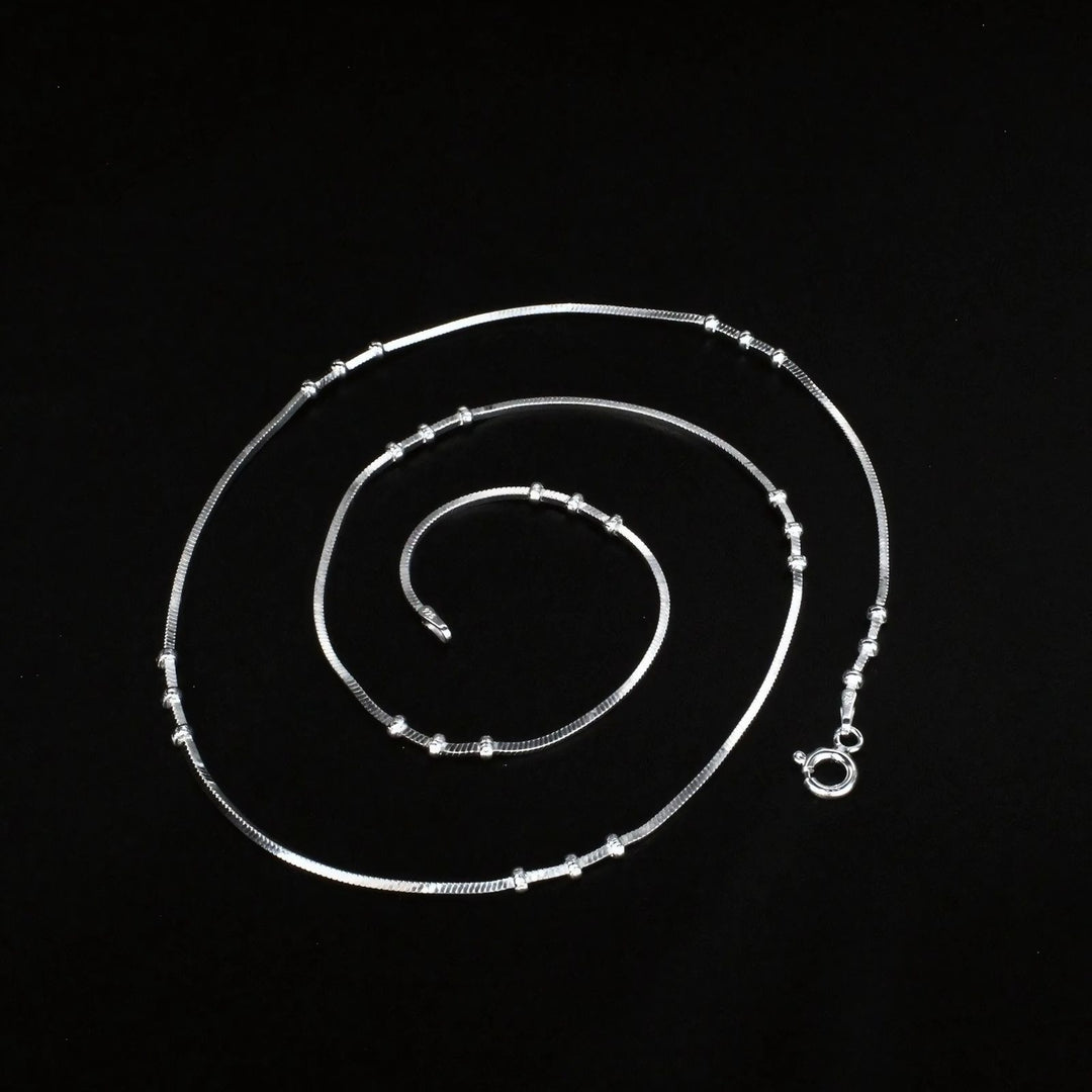 925 Sterling Silver Square Cut Neck chain 18"