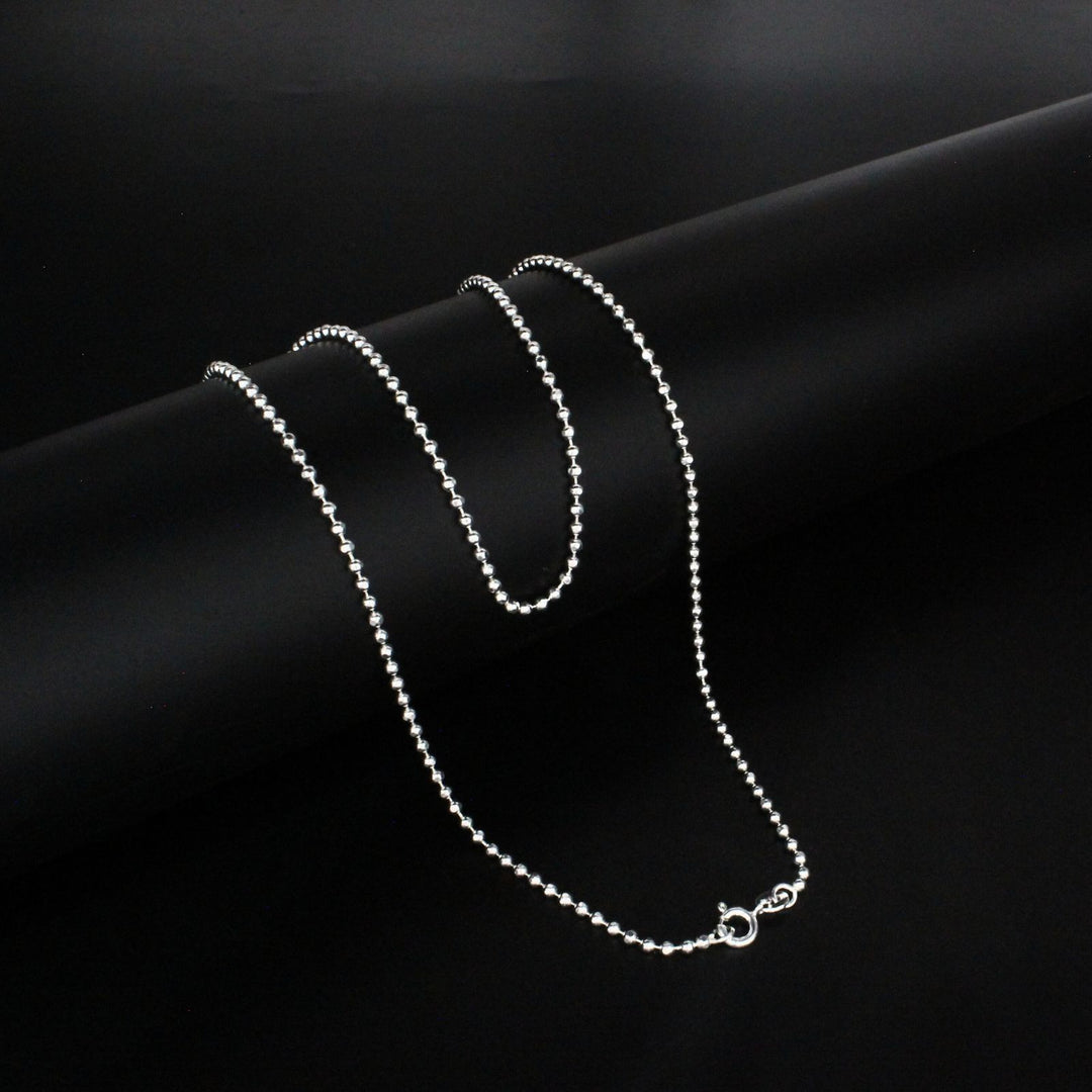 925 Sterling Silver small beaded women Neck chain 20"