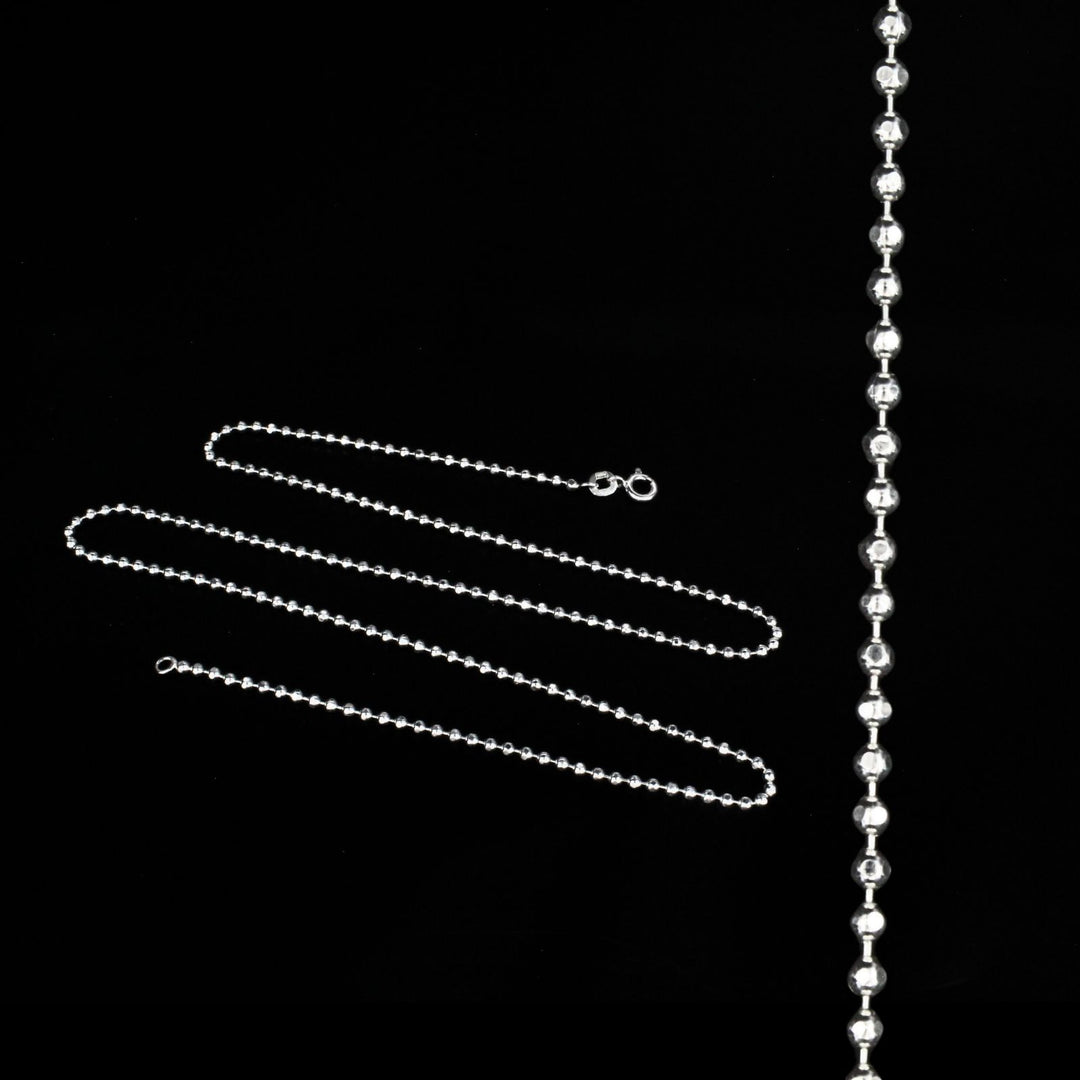 925 Sterling Silver small beaded women Neck chain 20"