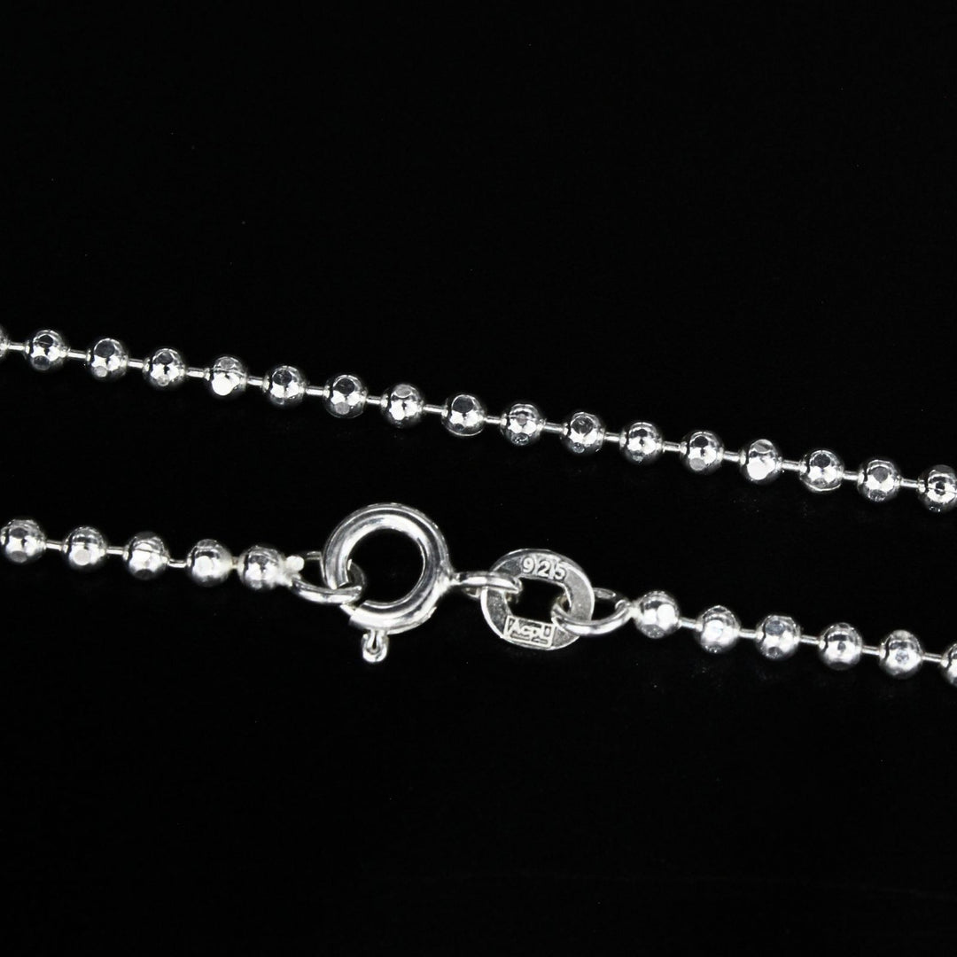 925 Sterling Silver small beaded women Neck chain 20"