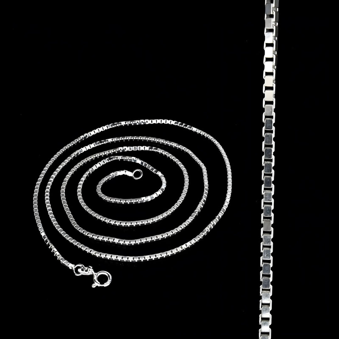 925 Sterling Silver women handmade box link Neck chain 24"