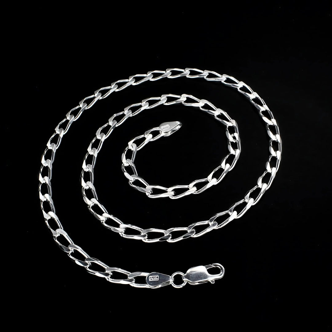 925 Sterling Silver spring ring clasps Curb Neck chain 20"