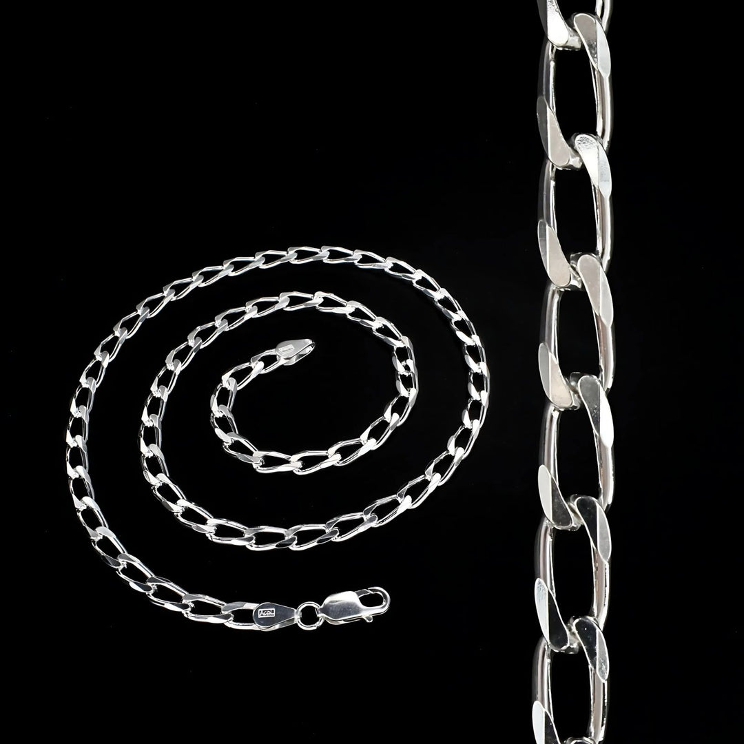 925 Sterling Silver spring ring clasps Curb Neck chain 20"