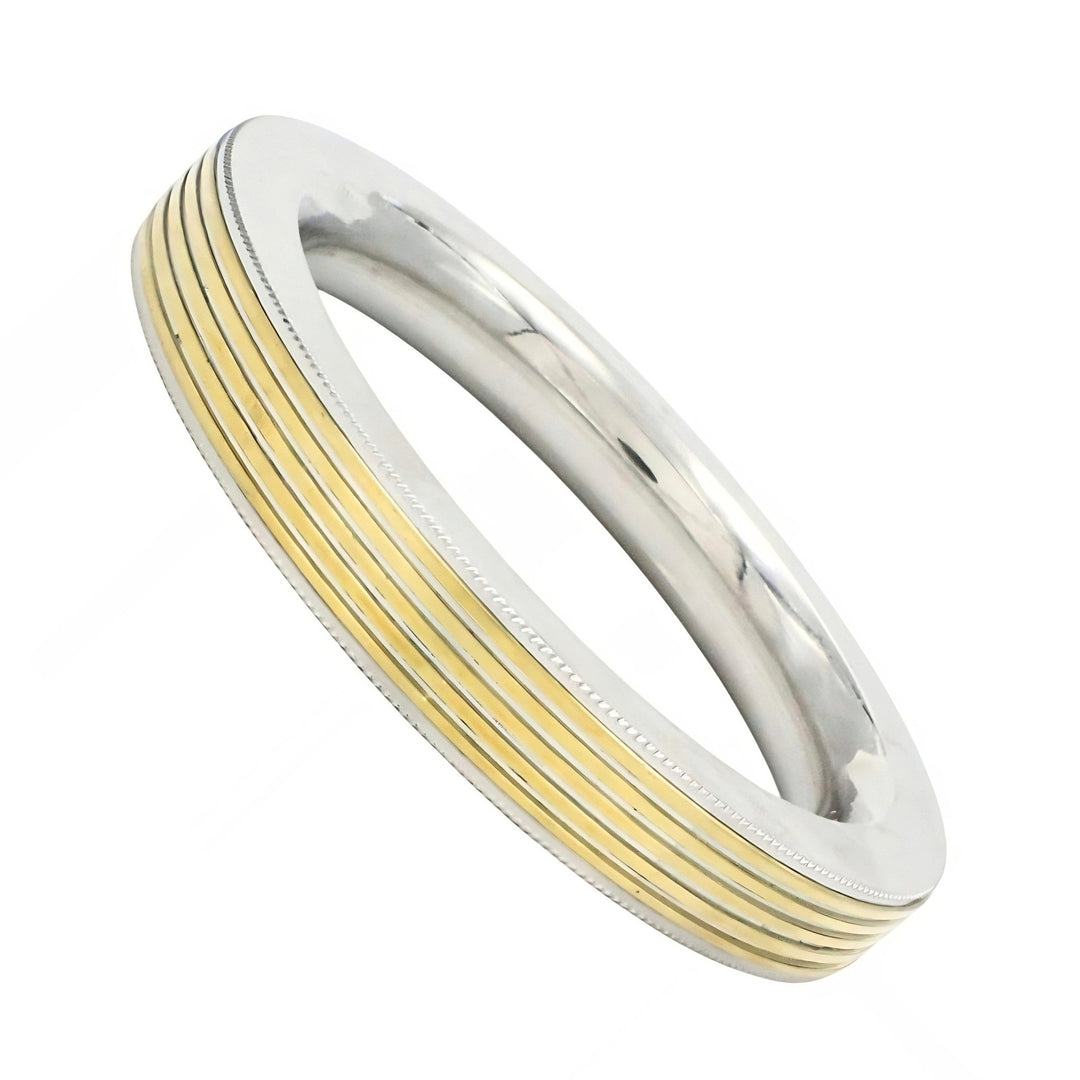 Premium Heavy Stainless Steel Kada – Golden Line Square Design for Men