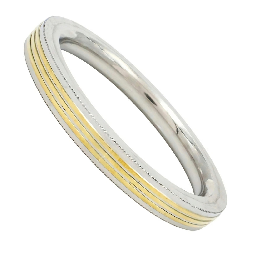 Stainless Steel Golden Line Square Design Kada for Men