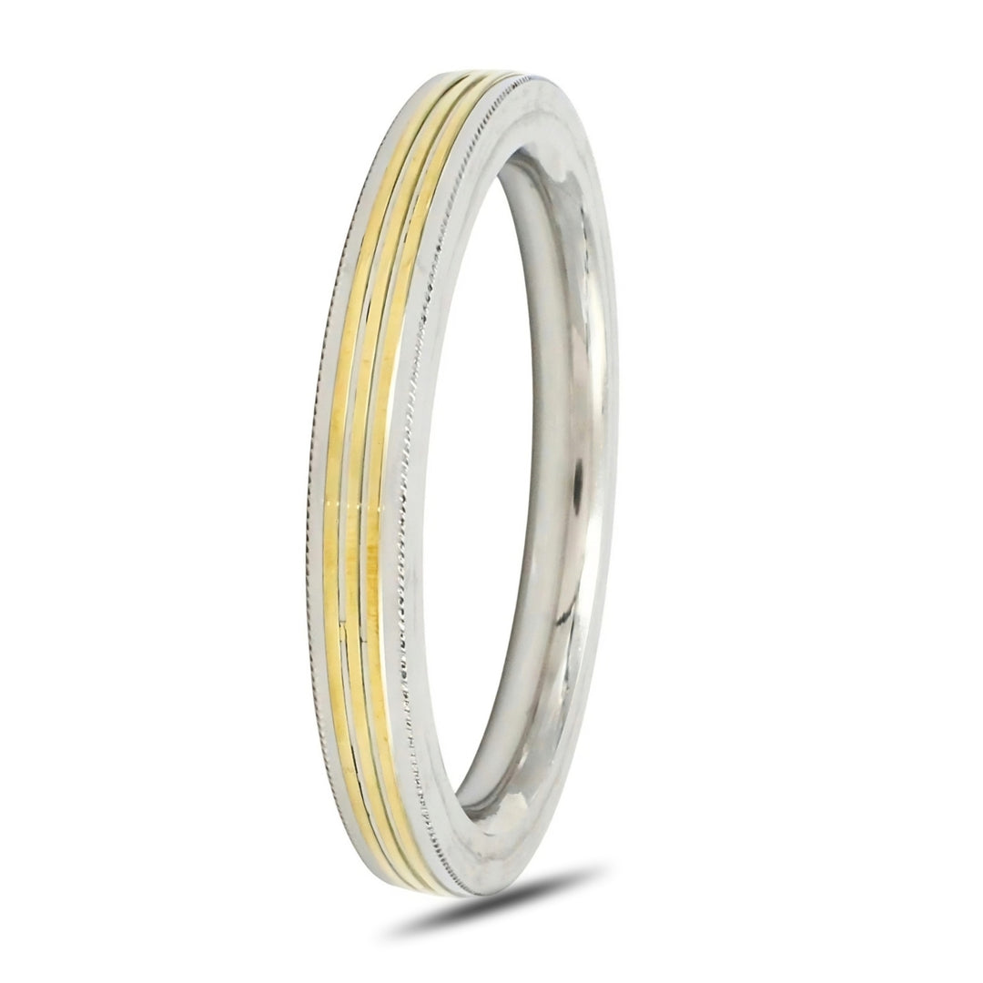 Stainless Steel Golden Line Square Design Kada for Men