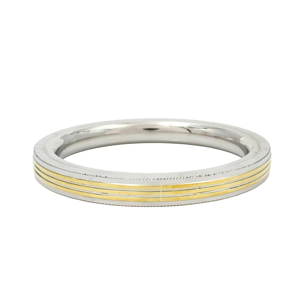 Stainless Steel Golden Line Square Design Kada for Men