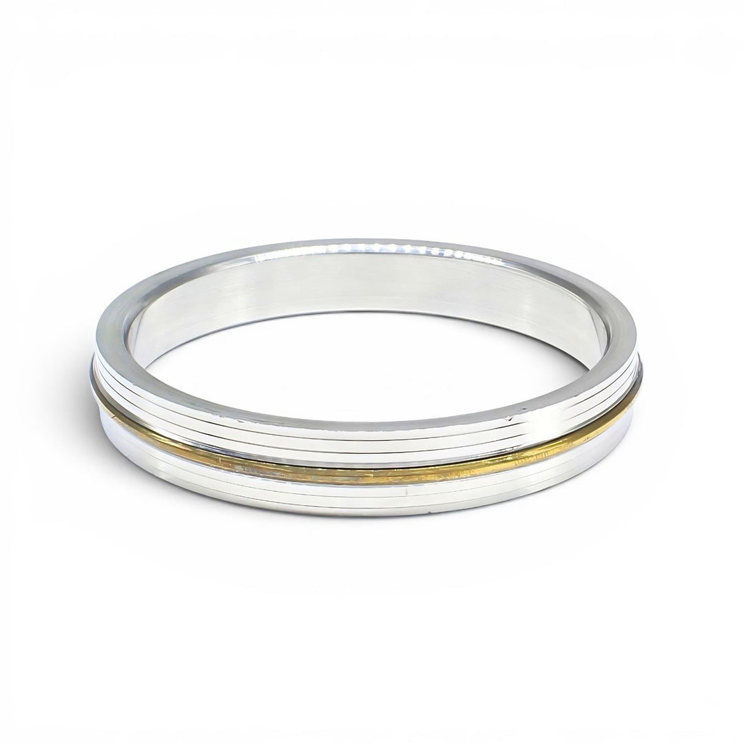 Karizma Jewels Super Golden Line Stainless Steel Mens Kada 15mm wide