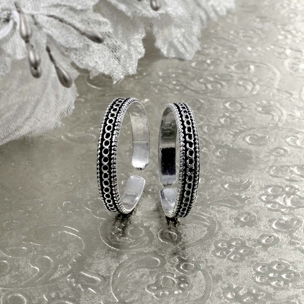 Real Sterling Silver Antique finish foot band Toe THUMB Rings- Pair