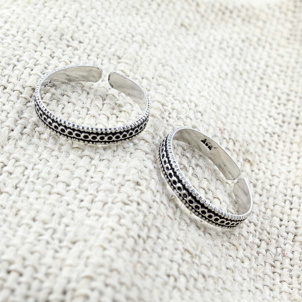 Real Sterling Silver Antique finish foot band Toe THUMB Rings- Pair