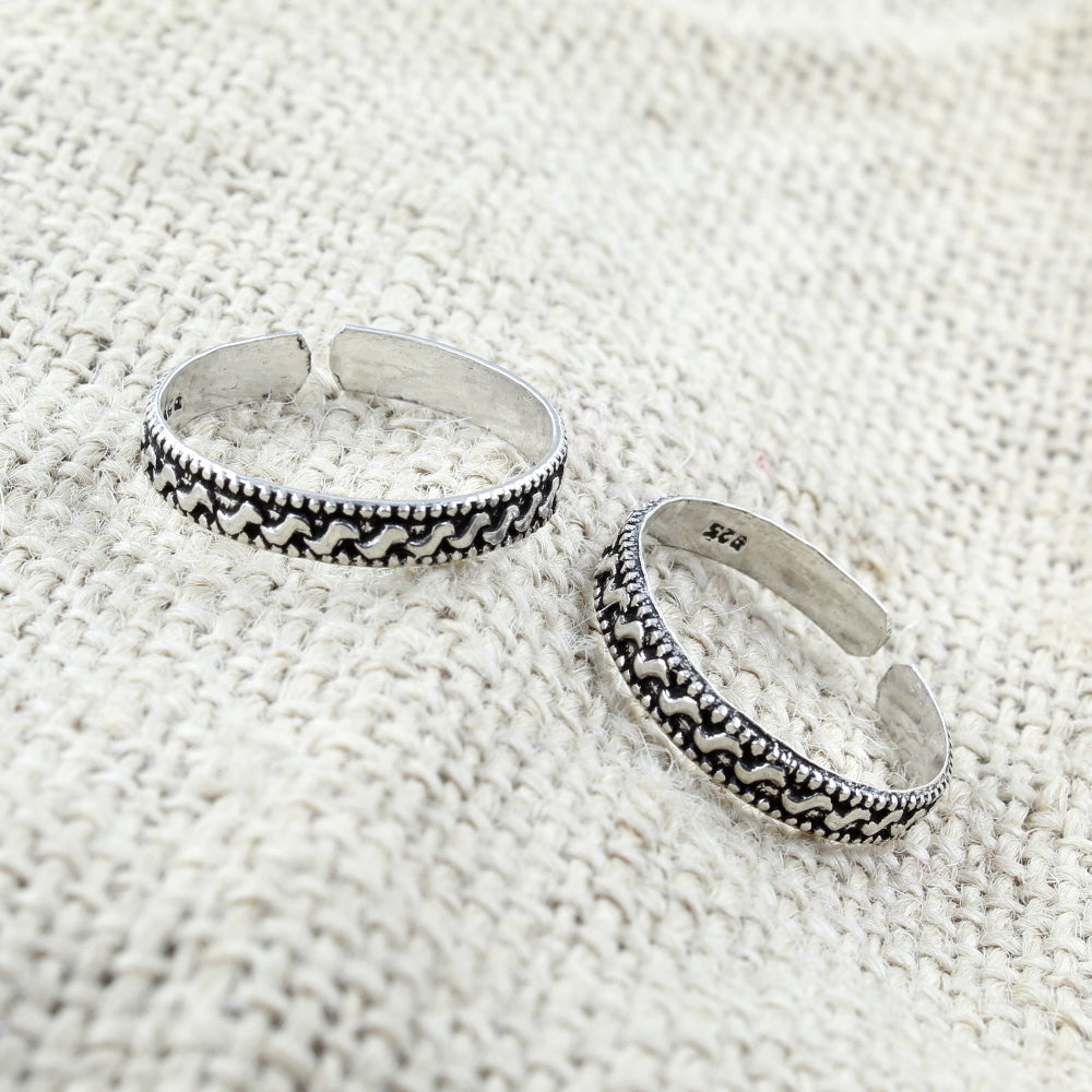 Real 925 Silver Oxidized Toe THUMB Rings Handmade bichia Pair foot ring