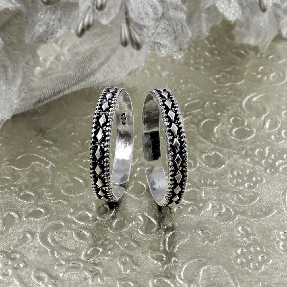 Asian Real 925 Silver Antique finish Band Toe THUMB Rings Handmade bichia Pair foot ring