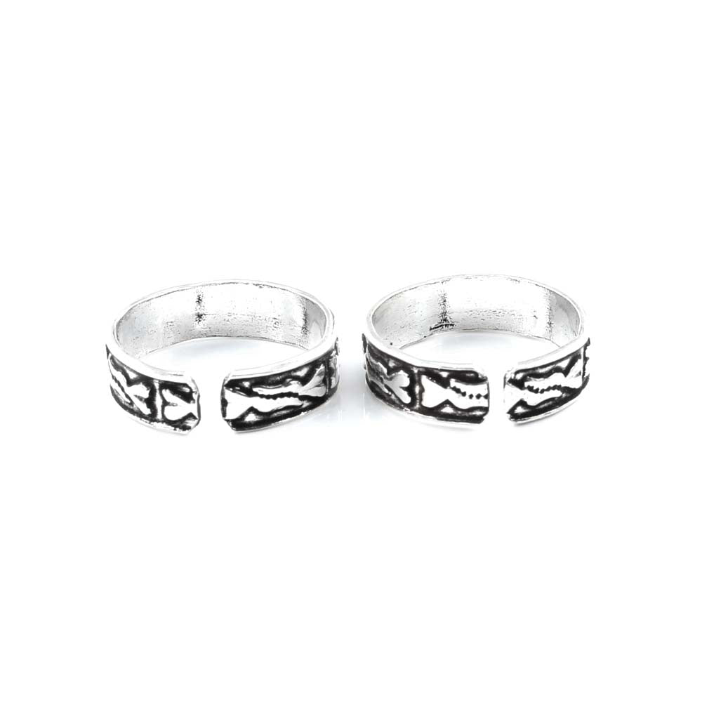 Cute Real 925 Silver Antique finish foot toe rings band - Pair