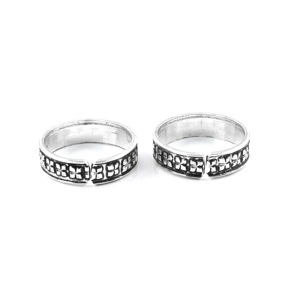 Boho Style 925 Silver Oxidized Women foot toe rings band - Pair