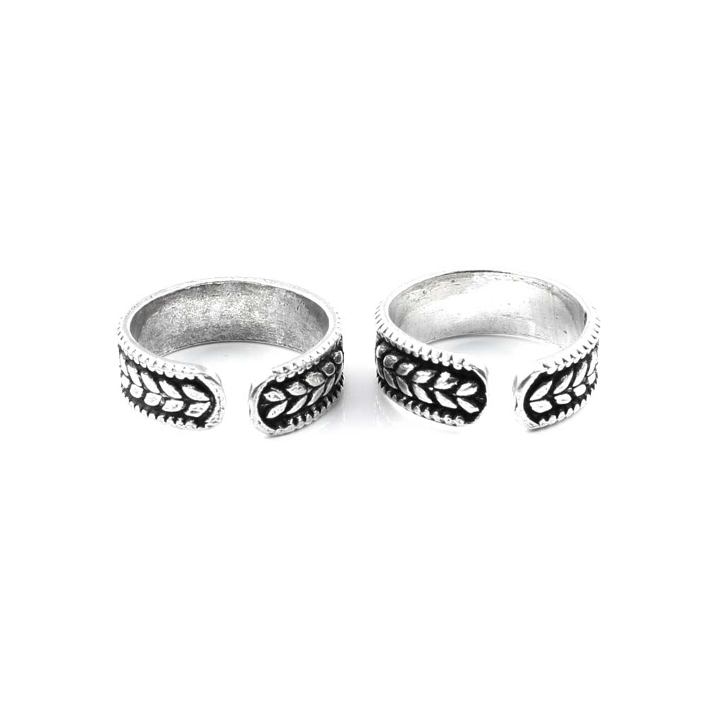 Leaf Style 925 Silver Oxidized Toe Rings band bichia Pair foot ring