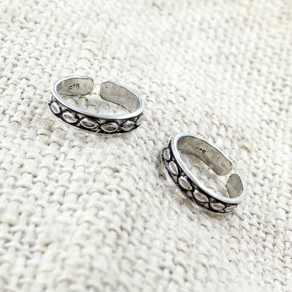 Cute Women 925 Silver Oxidized Toe Rings Handmade band bichia Pair foot ring