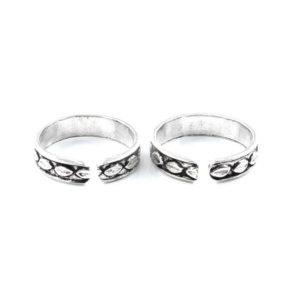 Cute Women 925 Silver Oxidized Toe Rings Handmade band bichia Pair foot ring