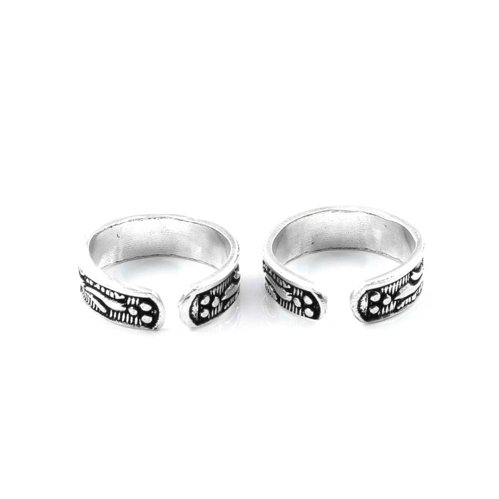 Beach Wear 925 Silver Antique finish foot toe rings band - Pair