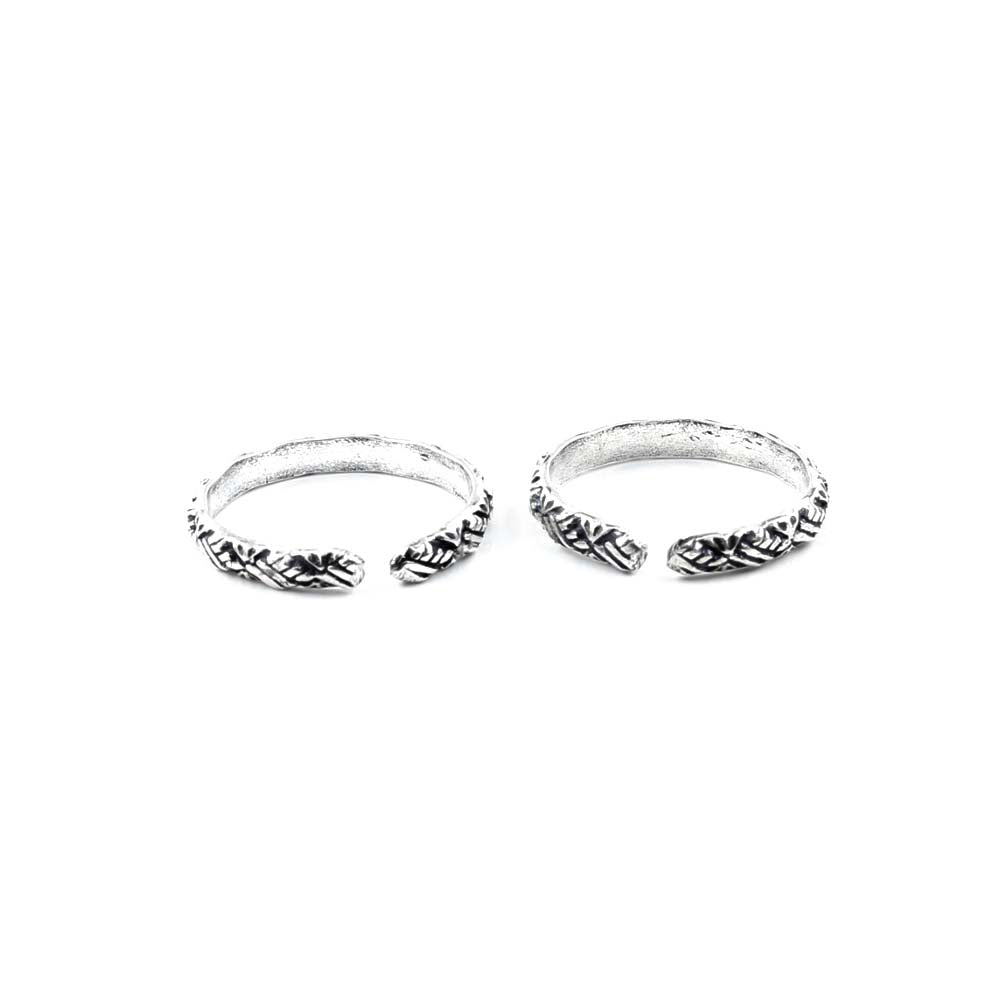 Real 925 Silver Oxidized Women foot toe rings band - Pair