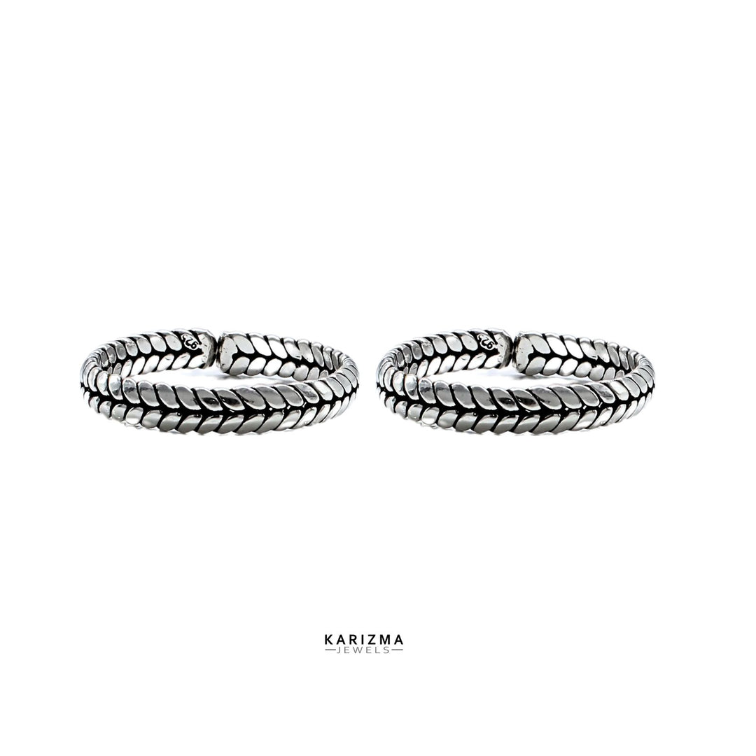 Real 925 Silver wheat design Oxidized Toe THUMB Rings Band bichia Pair foot ring