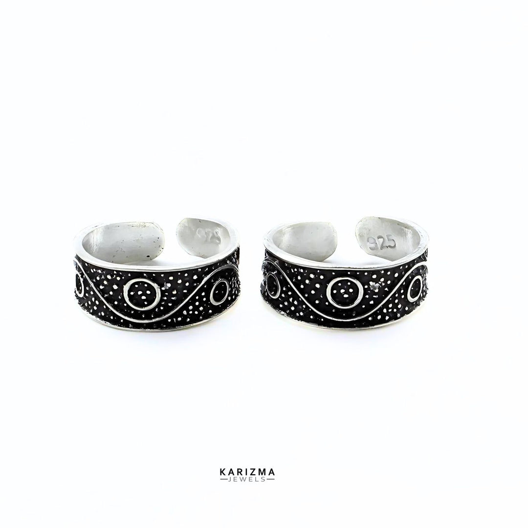 925 Sterling Silver Indian best gift for women Oxidized foot toe rings band - Pair