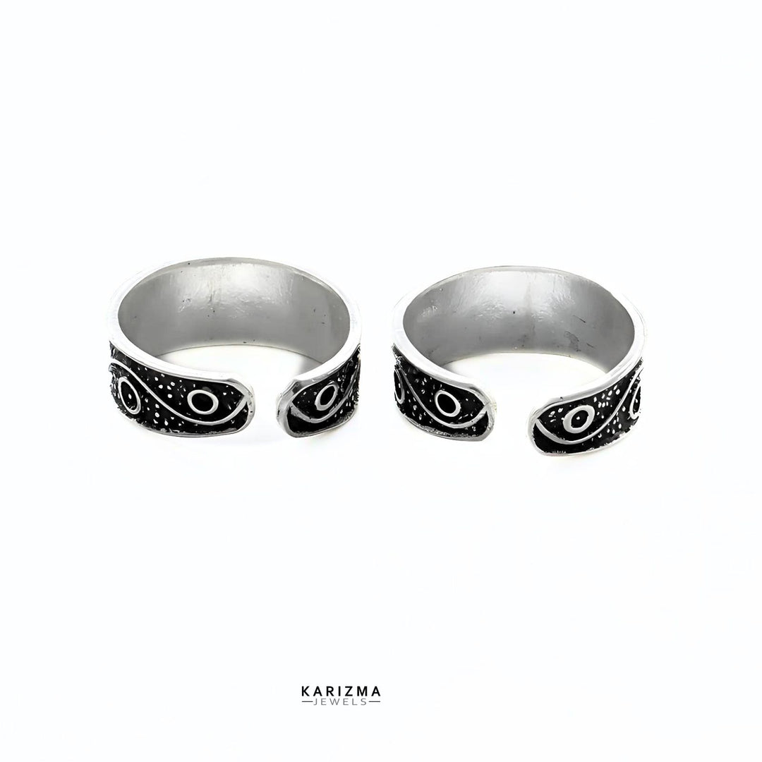 925 Sterling Silver Indian best gift for women Oxidized foot toe rings band - Pair