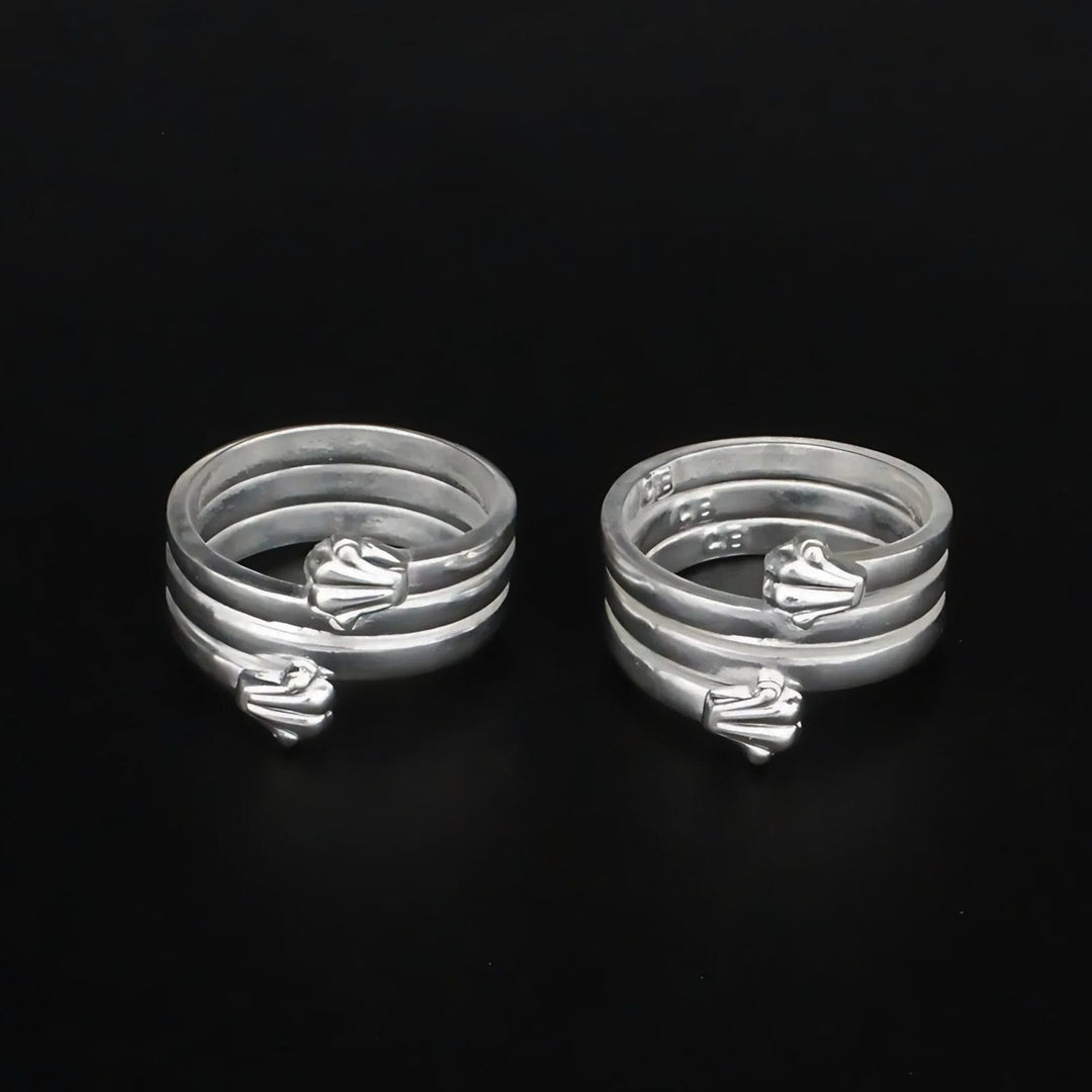 Real Sterling Silver Indian women gifting designer foot toe rings - Pair