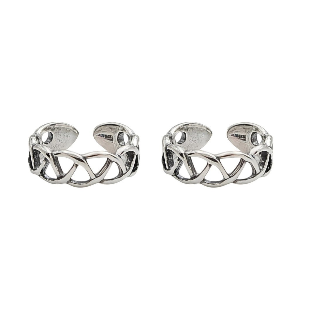 925 Real Silver Women Celtic Weave Oxidized Toe Ring - Pair