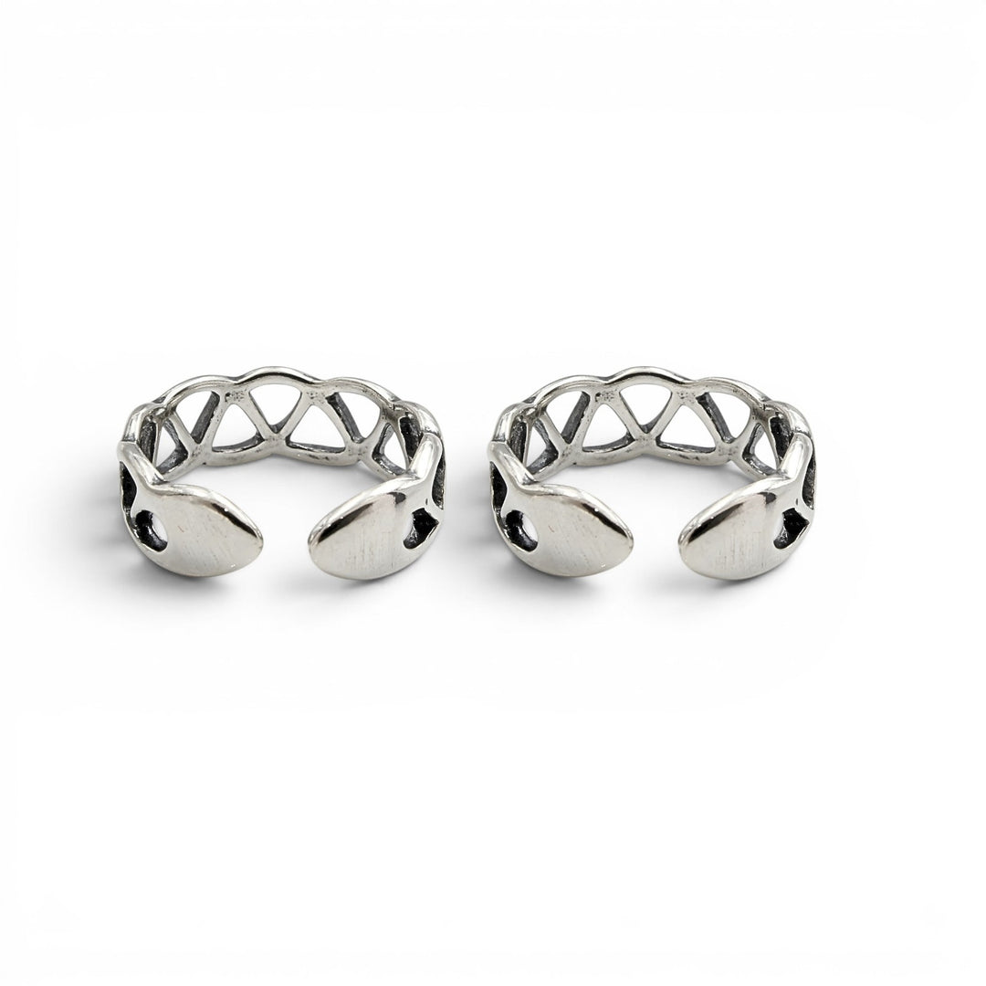 925 Real Silver Women Celtic Weave Oxidized Toe Ring - Pair