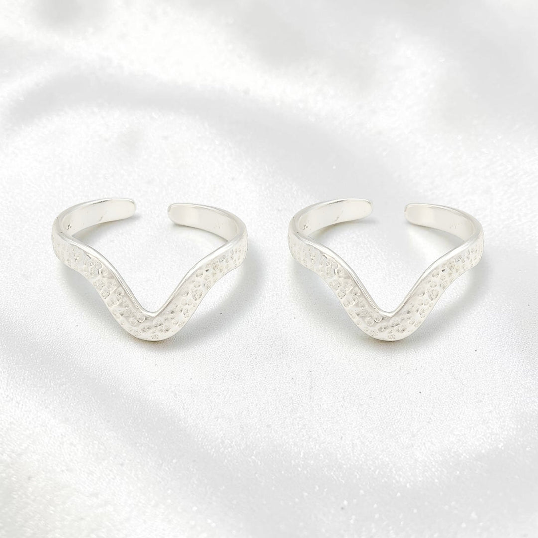 925 Real Sterling Silver women Chevron Toe Ring - Pair