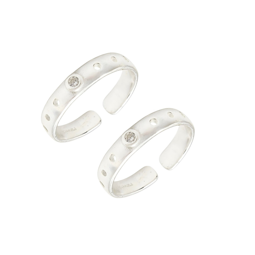 Daily wear 925 Real Silver Women White CZ Toe Ring - Pair